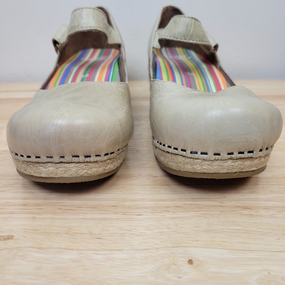 Dansko Sand Dollar Jute Mary Jane Leather Clog Size 7.5-8 Wedge Platform Comfort - Picture 5 of 15